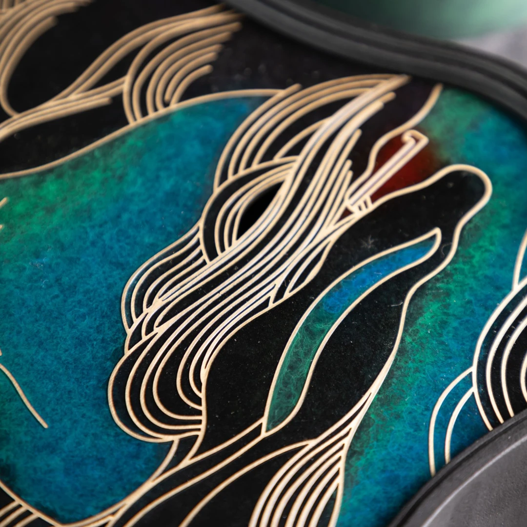 朱炳仁【鸿喜云集铜茶盘】 铜茶盘 掐丝写意山水中式茶盘轻奢