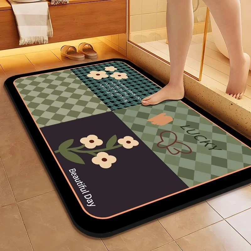 硅藻泥浴室吸水地垫耐脏防滑ins加厚门垫高档家用速干卫生间脚垫