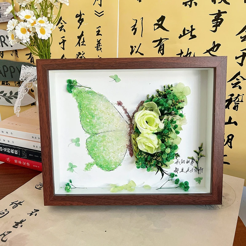 diy手工水晶干花蝴蝶相框摆件全套材料包送男女朋友创意生日礼物
