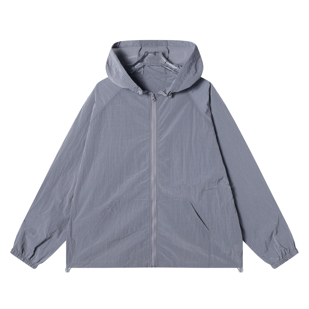 夏季高级感新款纯色连帽防紫外线防晒衣轻薄户外松紧宽松外套上衣