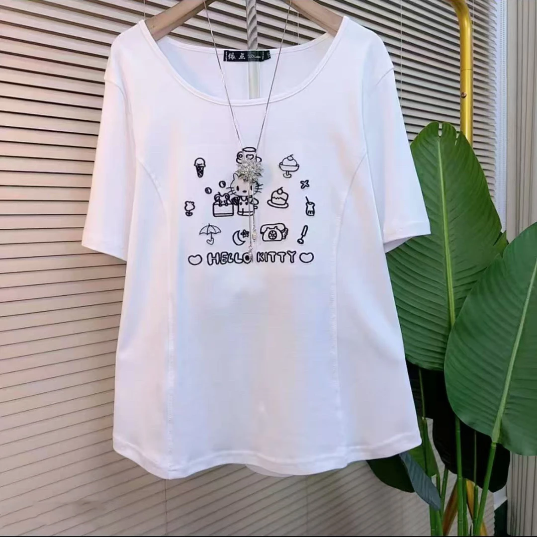 8667-2025年夏季新款时尚简约显瘦百搭印花短袖T恤