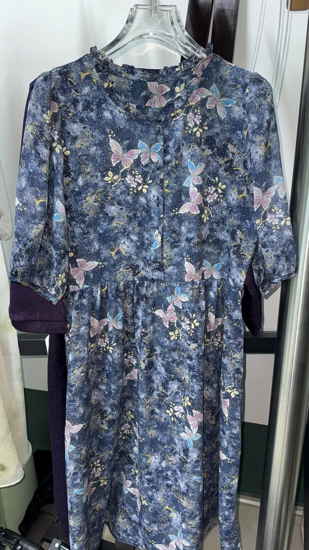 【桑蚕丝高定款】蔚蓝花海气质修身时尚休闲夏季高端大码妈妈连衣裙