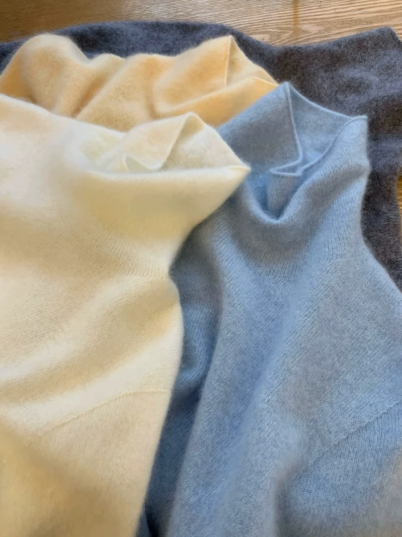 堆堆领一线成衣无缝拉绒羊毛打底衫