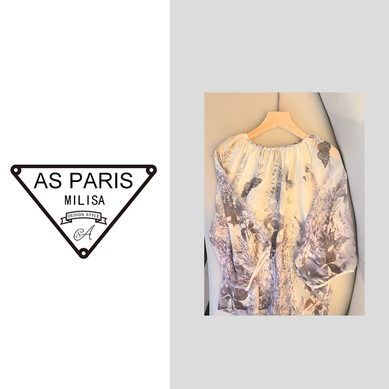 AS原单正品 今年超火新款春夏气质显瘦印花时尚百搭小衫10472