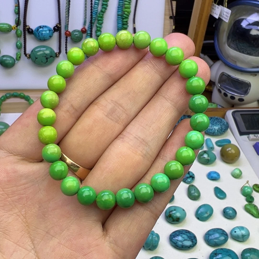 菜籽黄玉化圆珠手串