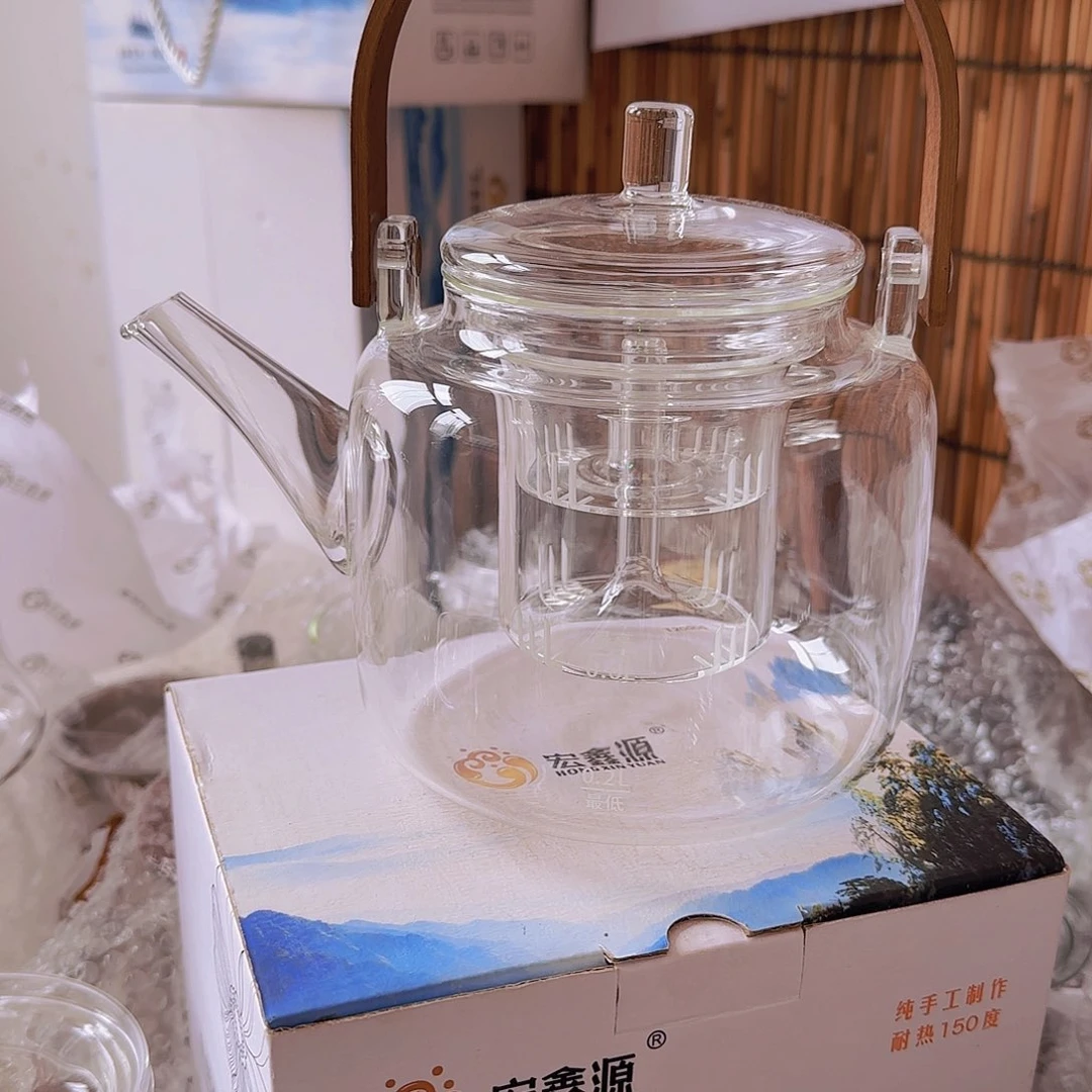 高硼硅玻璃茶水分离款瑕疵定制提梁壶