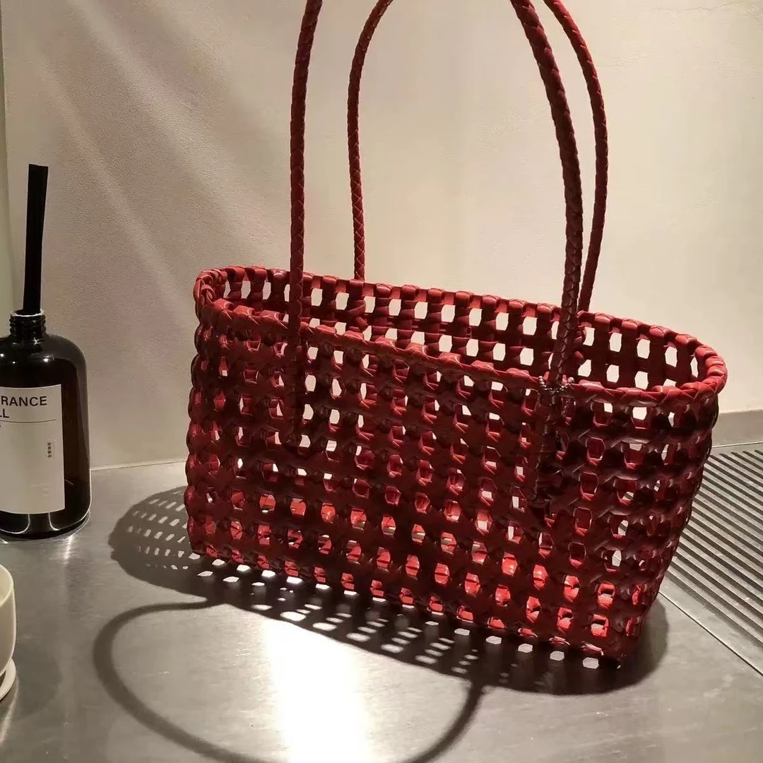 【创得自营】手提式简约风单根编织敞口单肩包草编包单肩度假风