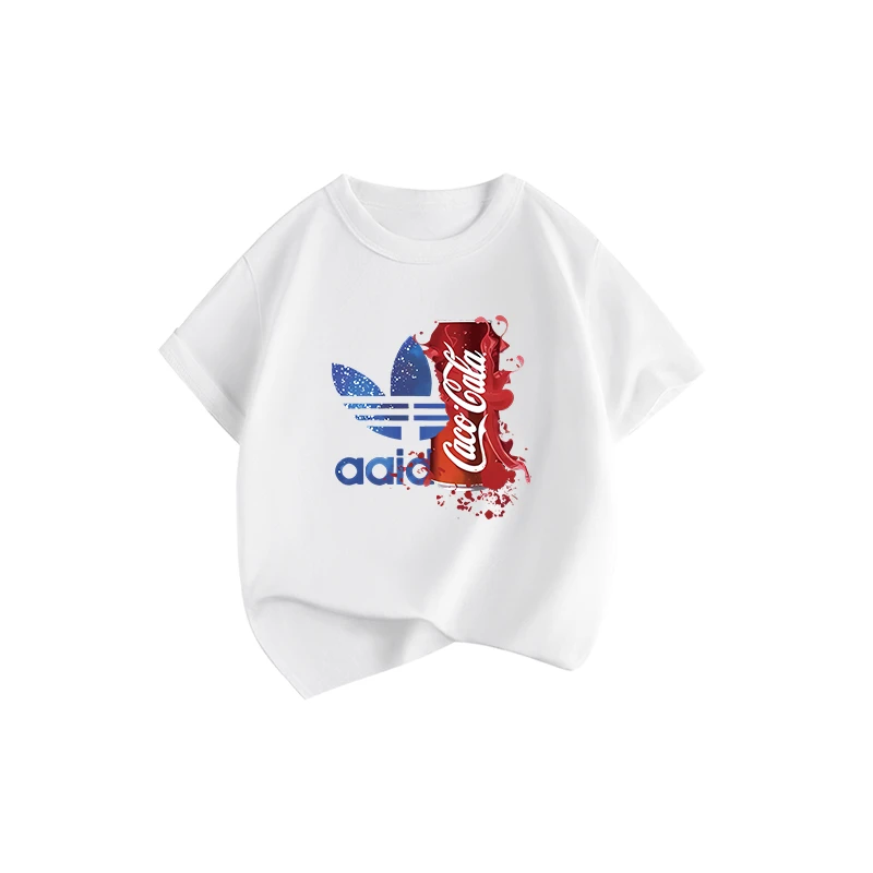 休闲时尚女童白t恤短袖纯棉上衣短袖夏季T恤男儿童运动白色