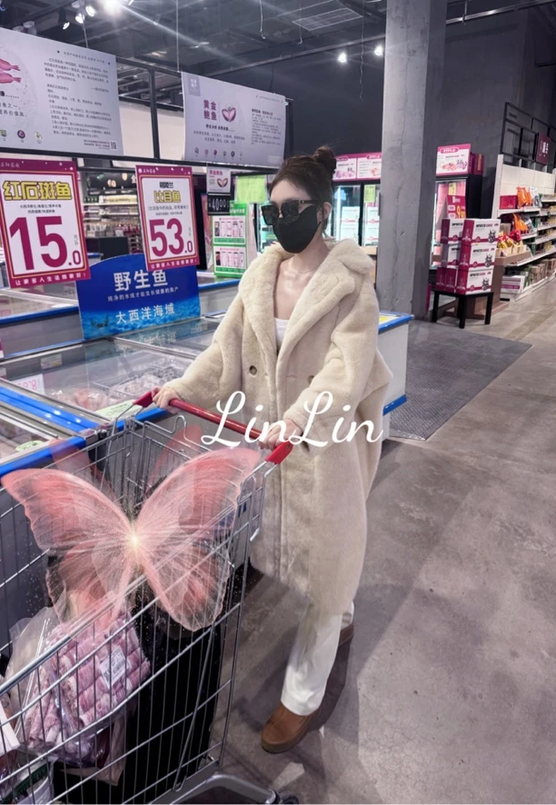 Lin Lin]“新年战袍”重磅水貂绒环保泰迪款气质长外套～