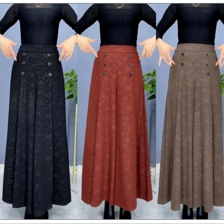（BB203）夏季垂感裙裤大脚口高档阔腿裤宽松坠垂甩裤高腰女裤中年