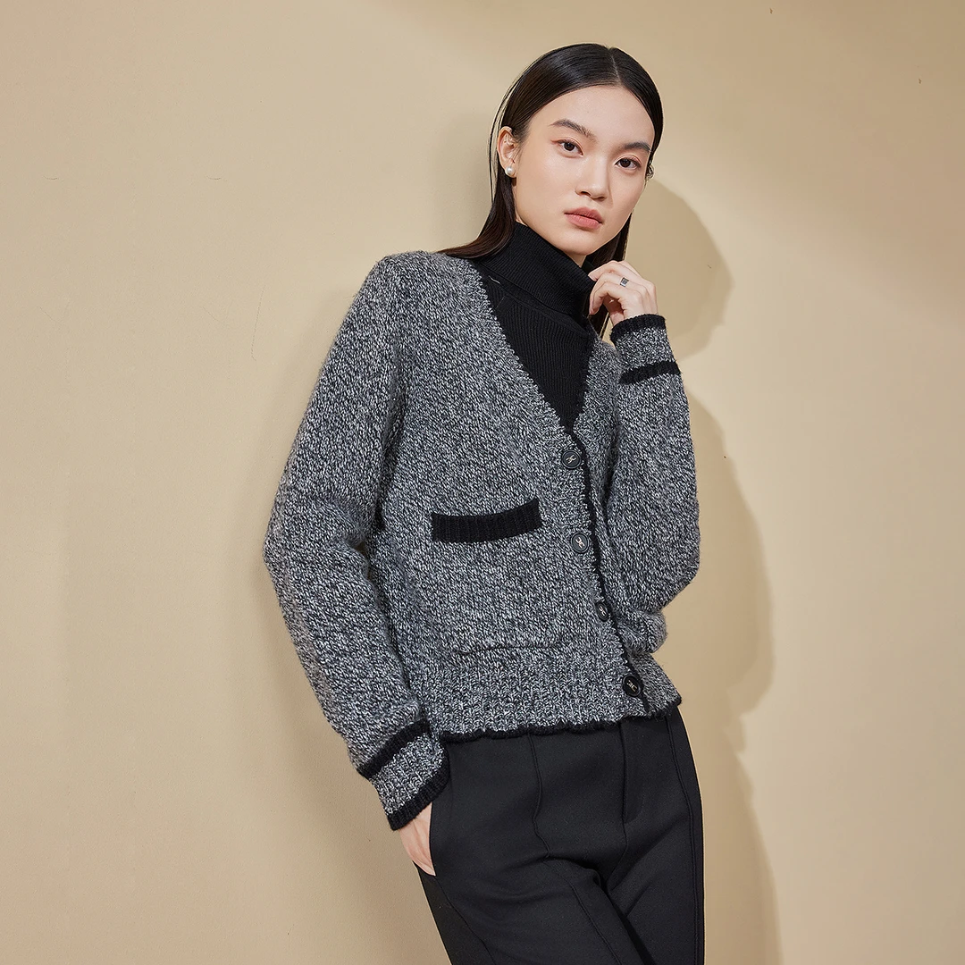 【籽言专属】FINITY 小香风针织衫新款简约V领气质通勤 F21X9A47Z1