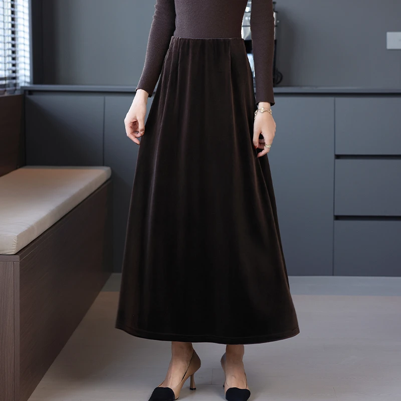 女式哑光缎面A字裙中长款轻职风显瘦气质半身裙中式秋季新款洋气