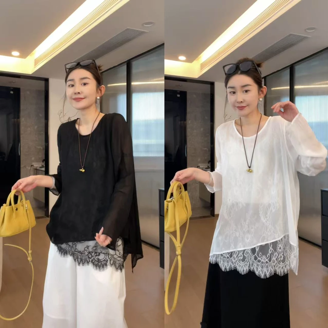 JOJO/玖了个玖 2025春 极简百搭轻薄款蕾丝内里防晒上衣2503C1365