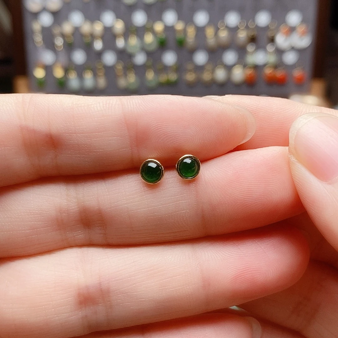 银S925镶嵌和田玉耳饰贵****店