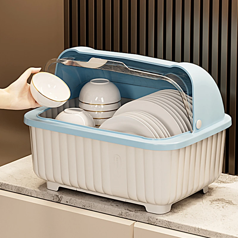 加厚加大款装碗筷收纳厨房带盖碗碟置物架塑料碗柜碗箱碗架可沥水