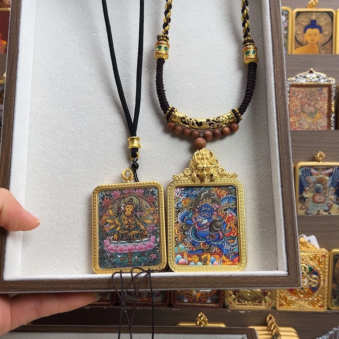 u***2吊坠文殊菩萨 黑财神 大鹏鸟双面