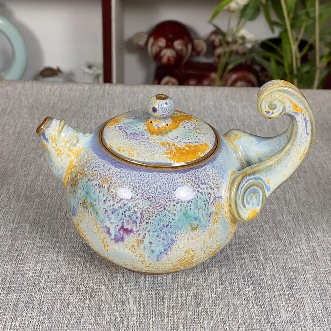 壶钧瓷茶壶提梁壶高温窑变原矿