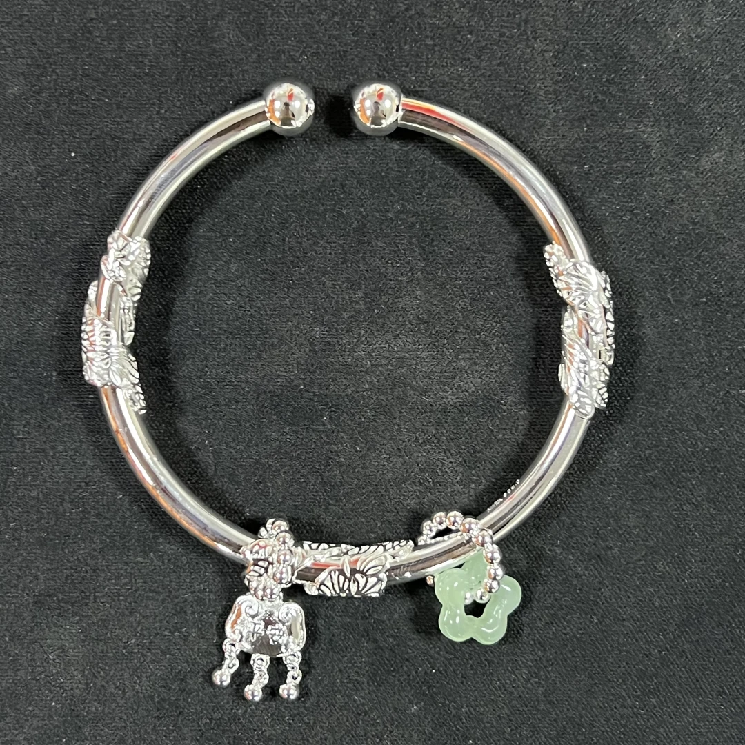 YZ041 繁花平安锁精品手环 精品银色手环（无礼盒）