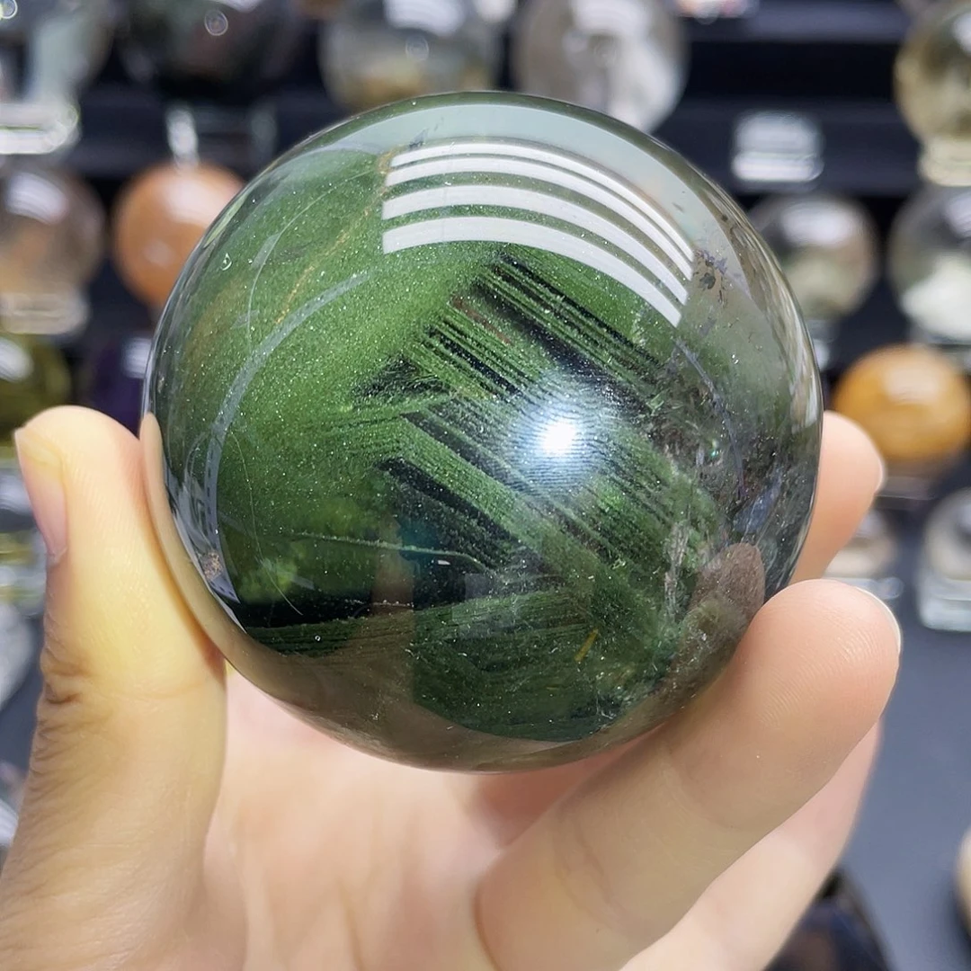 未镶嵌珠宝半成品水晶天然绿幽灵65.3mm