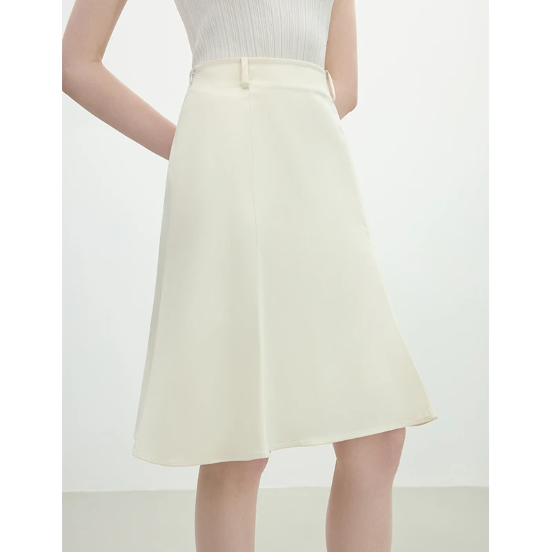 范思蓝恩白色半身裙2025夏新款鱼尾裙子中长款通勤a字裙25FS12166