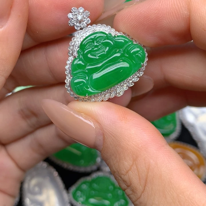 翡翠18K金镶嵌吊坠(不含链)