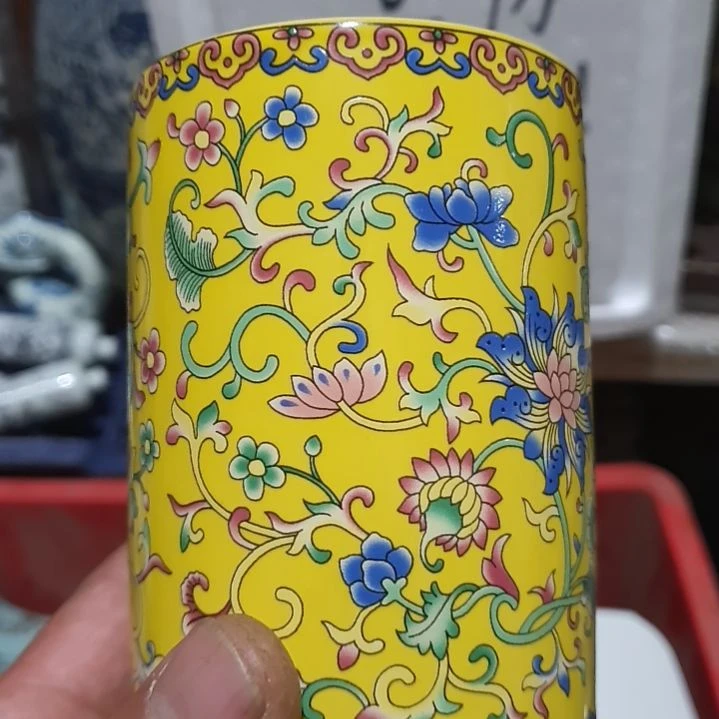 笔筒瓷器黄色全品