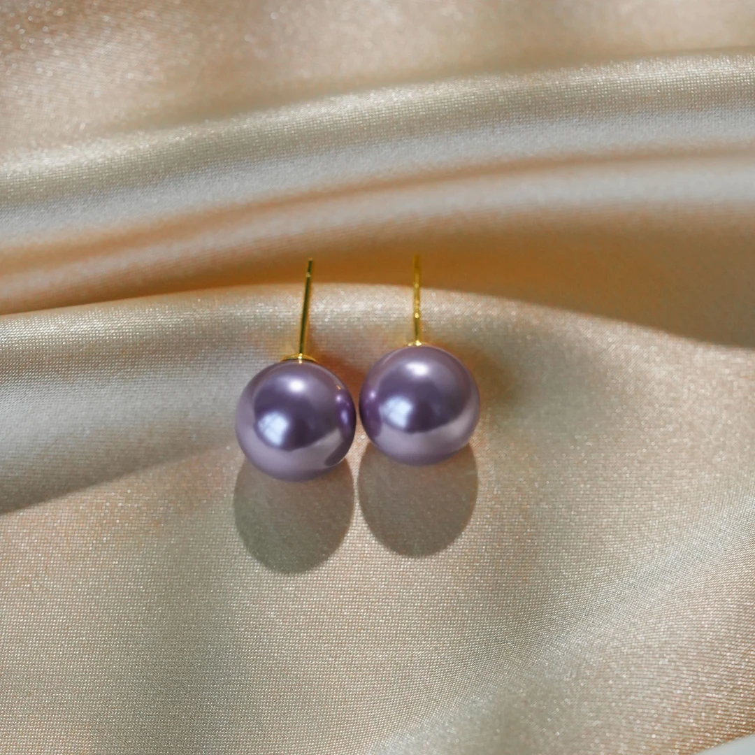 丽沁 925银耳饰 紫气东来珠珠耳钉女精美梦幻银耳饰简约耳环