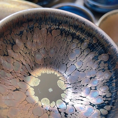 紫霞彩金平口建盏杯