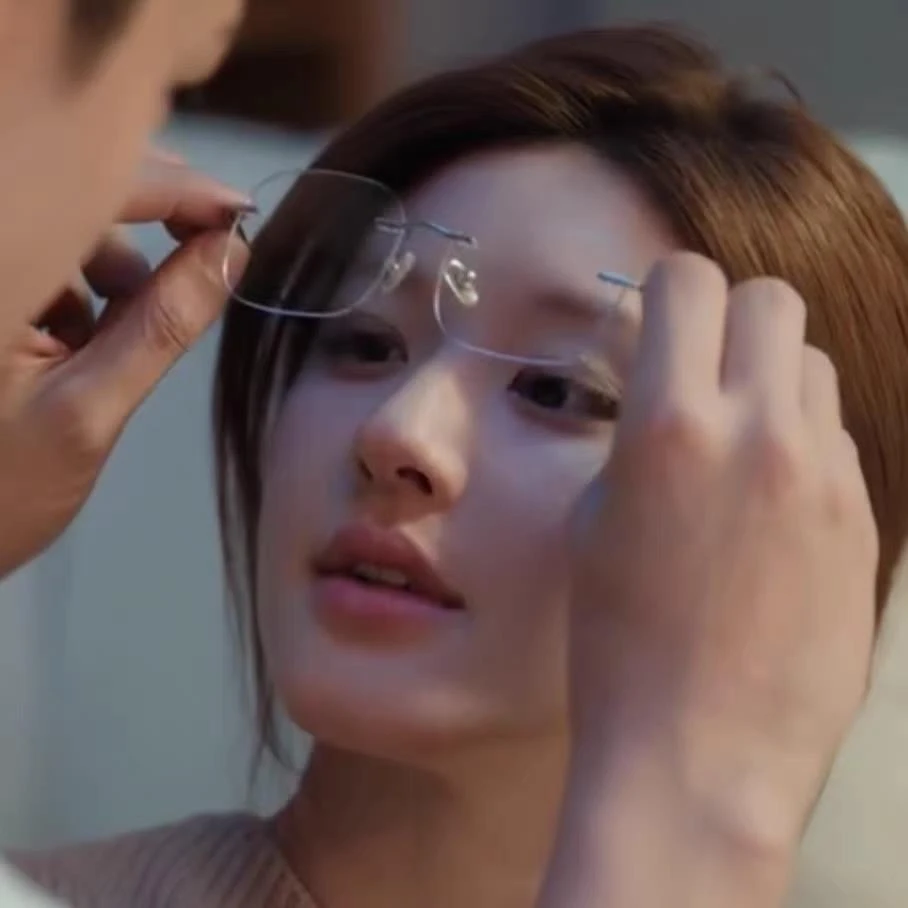 许我耀眼许妍赵露思同款无框眼镜女2025新款方形防蓝光素颜平光镜
