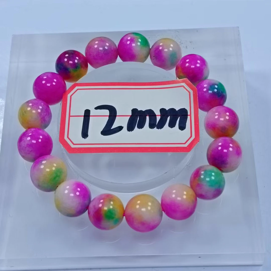 玫红彩花舒12mm手串发一条C16