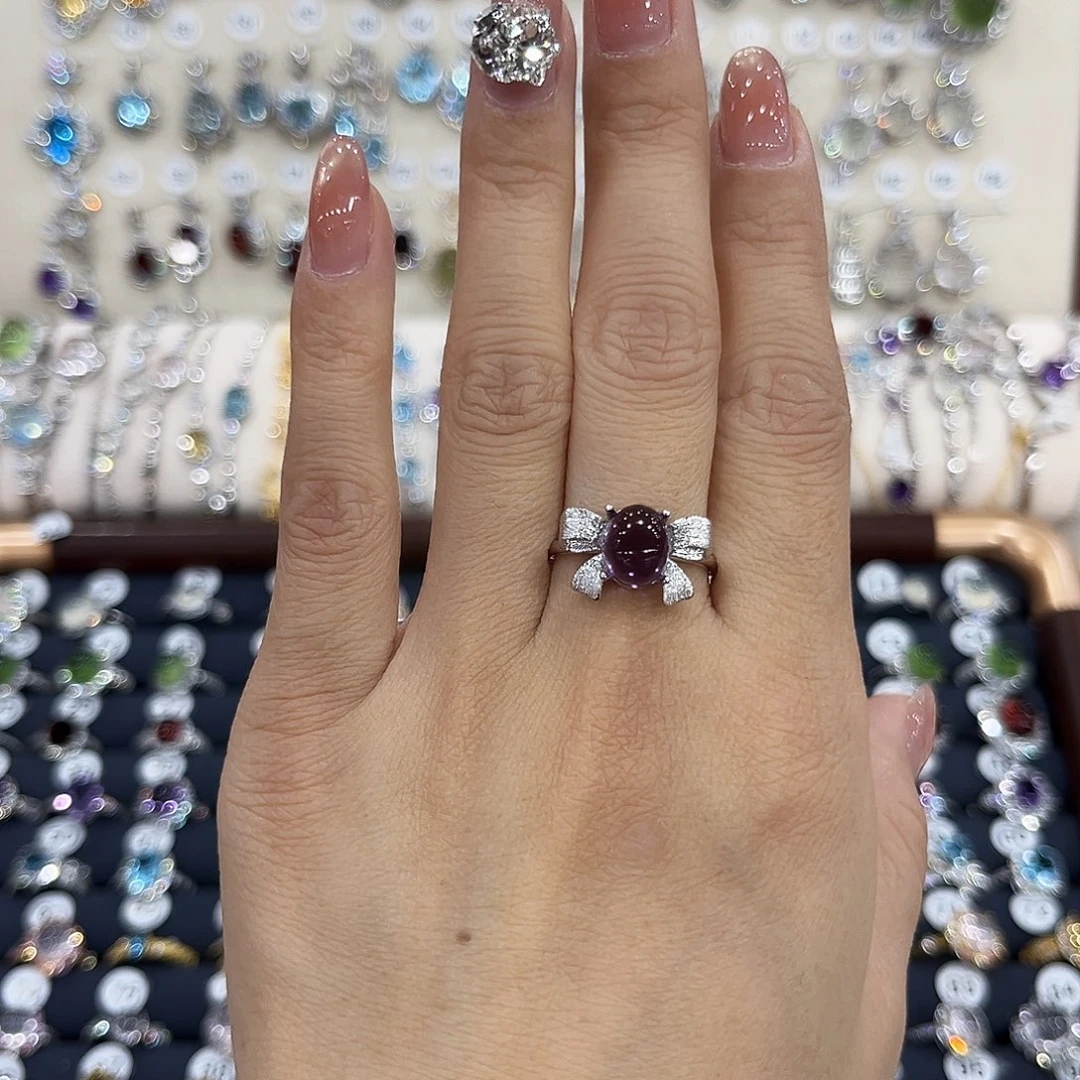 蛇纹石玉银S925镶嵌戒指