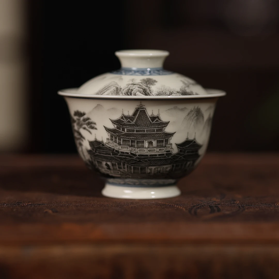 【九姐爱喝茶】立勤堂宣黄釉墨彩大明皇宫盖碗（XHY-GW-054）