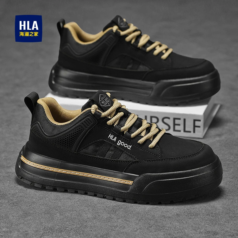 HLA/海澜之家男鞋秋冬时尚运动鞋男士百搭厚底休闲鞋防滑板鞋男款
