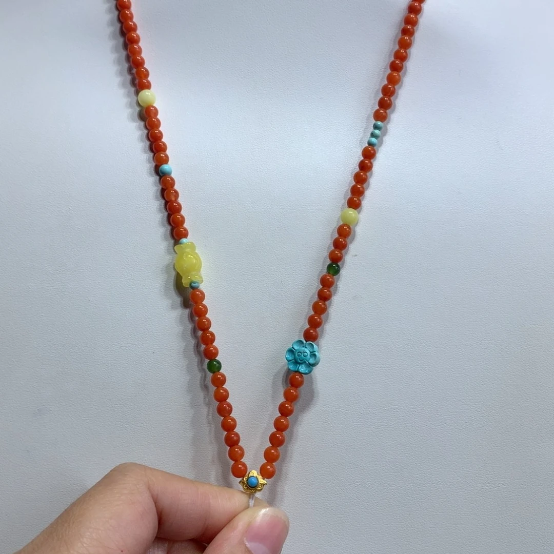 南红玛瑙未镶嵌颈饰4mm