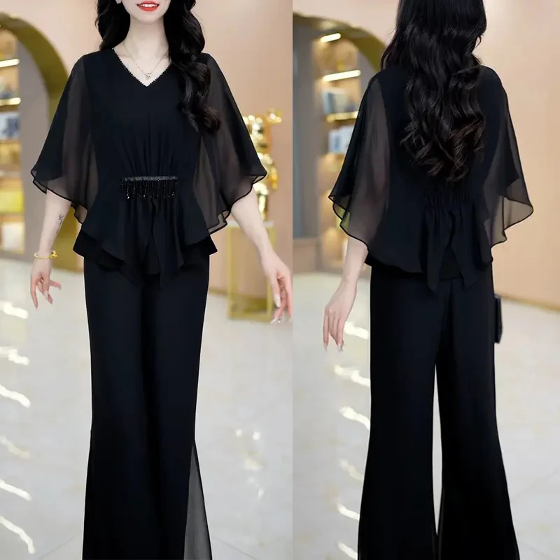 【上衣+裤子】优雅新款气质时尚休闲收腰显瘦套裤25504