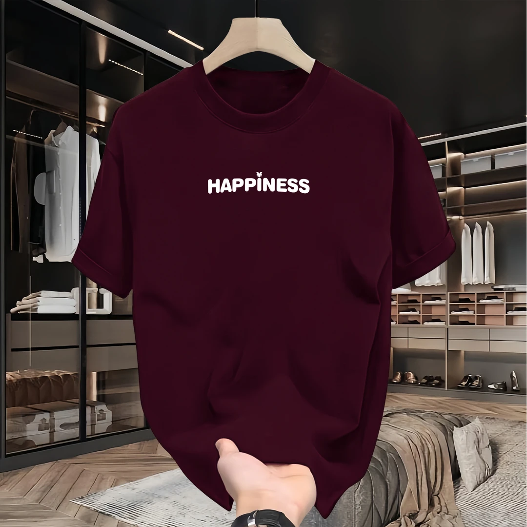 美式高街重磅纯棉爆款全棉酒红圆领百搭夏季男款时尚短袖男t恤