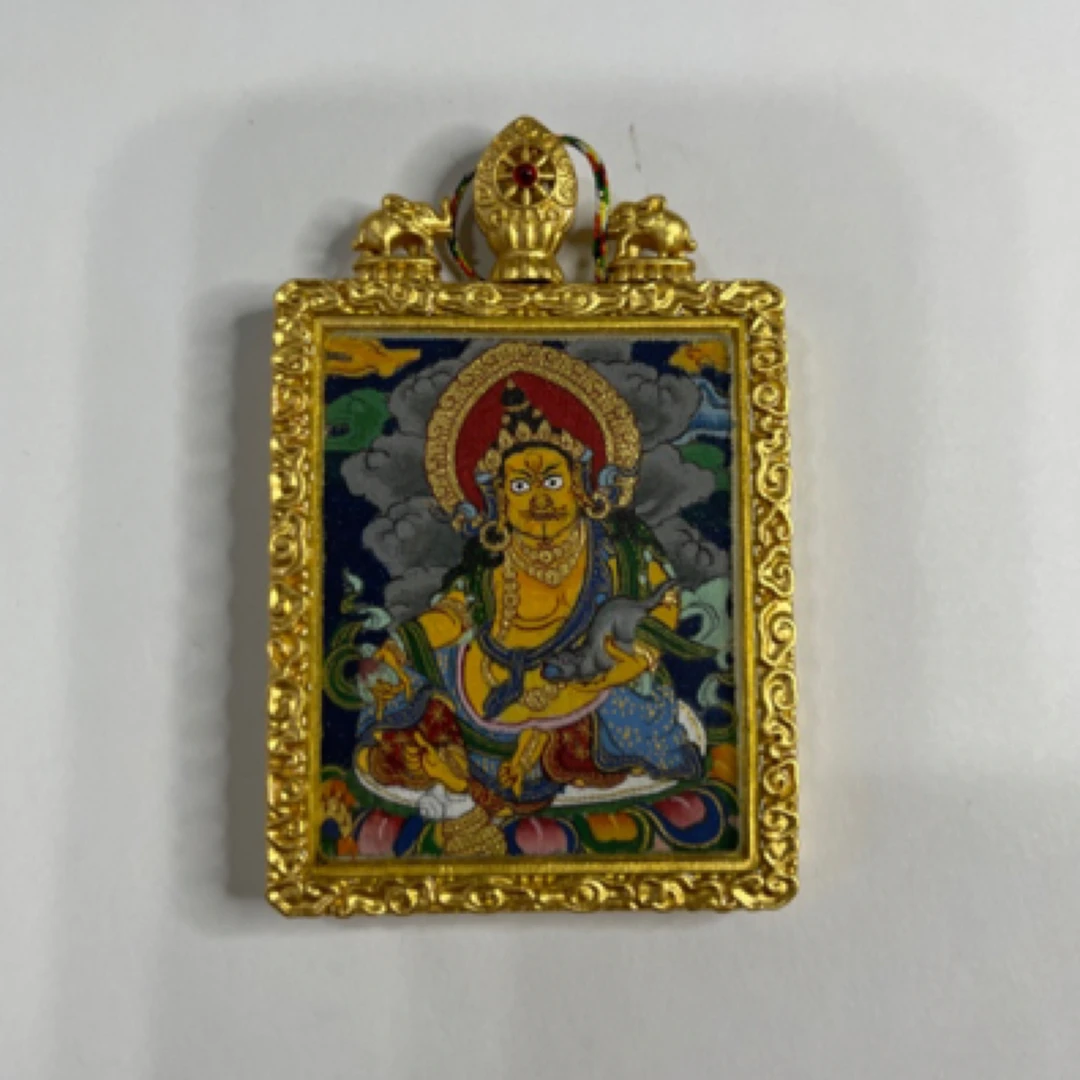 黄财神，唐卡，西藏唐卡，纯手绘唐卡，唐卡吊坠