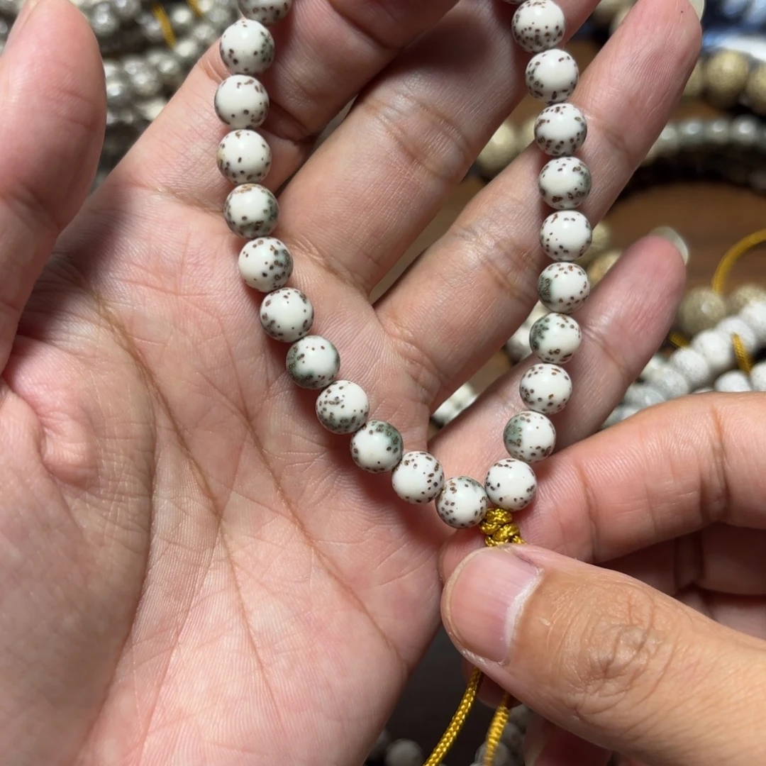 星月菩提手串星月石玉料8圆河豚