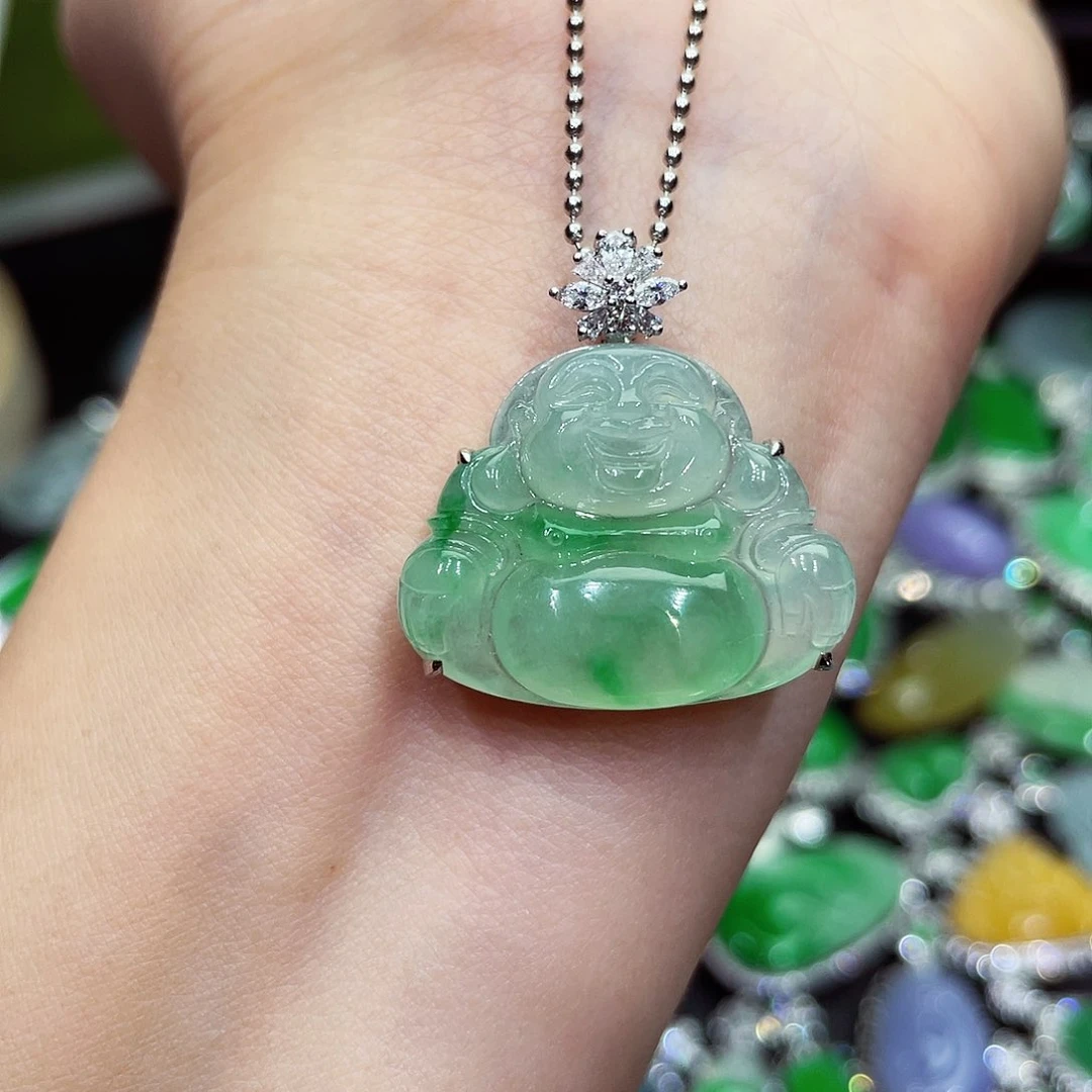 吊坠(不含链)18K金镶嵌翡翠佛公