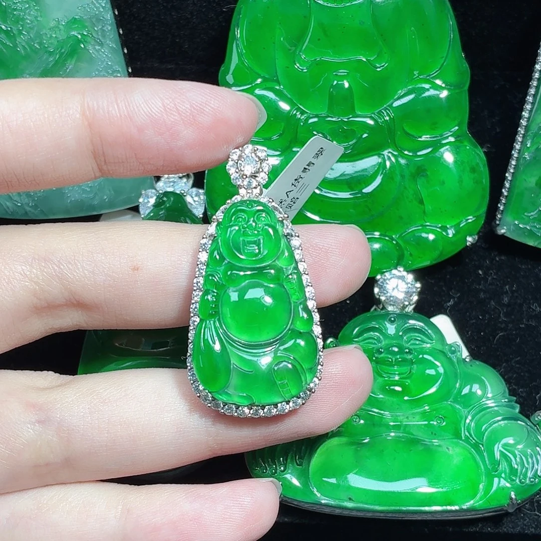 翡翠银S925镶嵌颈饰天然A货翡翠