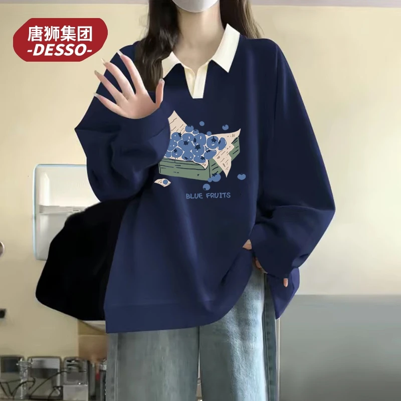 唐狮集团desso polo领卫衣女2025春秋新款爆款藏青色上衣女士外套