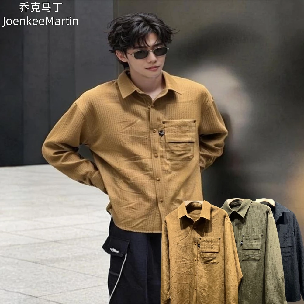 乔克马丁百搭衬衫式外套男士春秋季休闲衬衣青年痞帅开衫夹克潮流