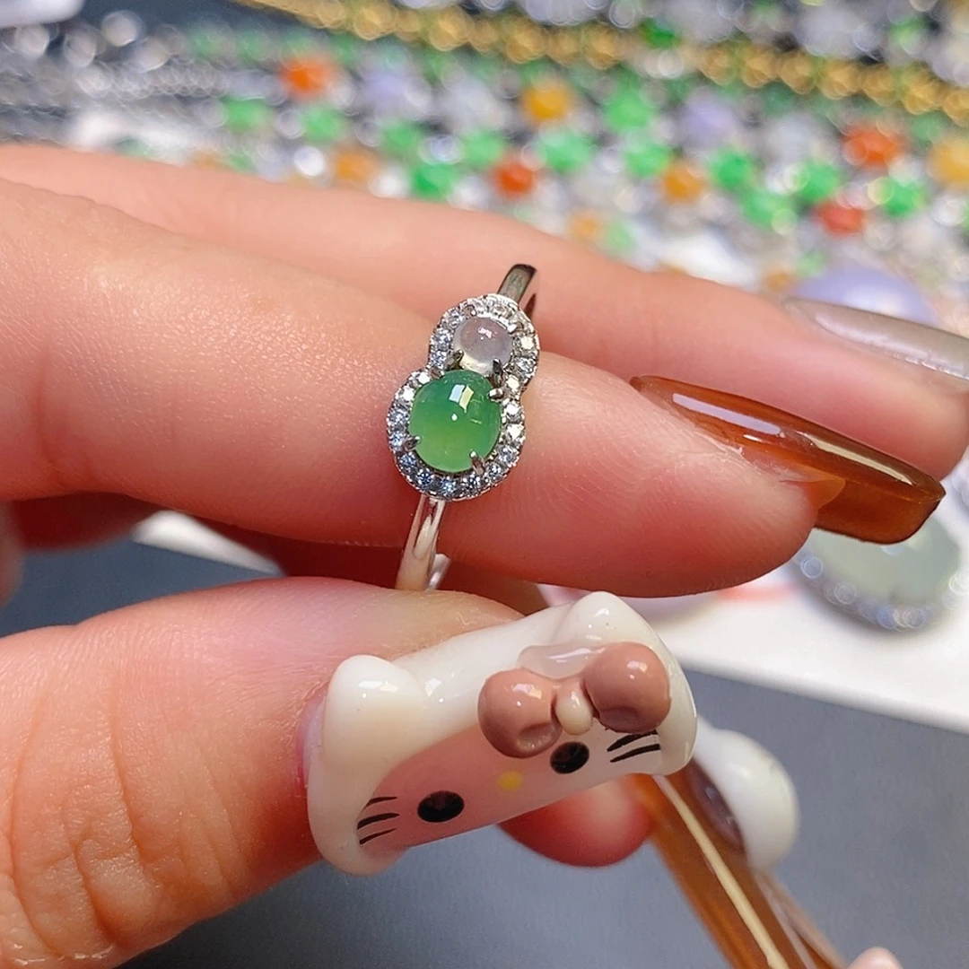 翡翠银S925镶嵌戒指翡翠戒指