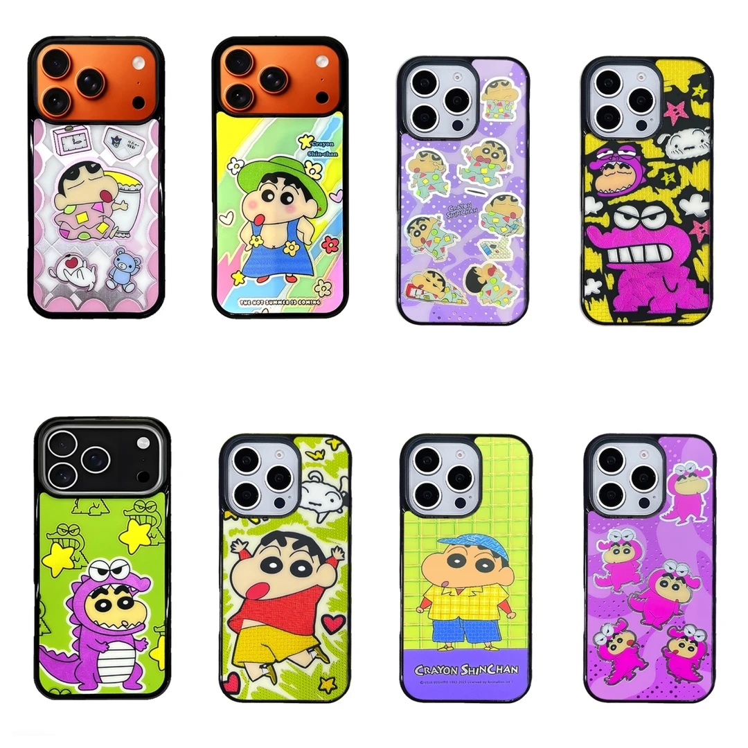 新款鎏金磁吸蜡笔小新高级防摔手机壳适用苹果17promax/iPhone17