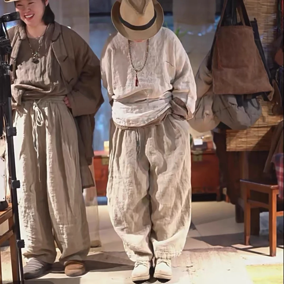 苏沐布衣沉香布衣草堂 休闲直筒长裤子2025春款 新休闲慵懒松弛感