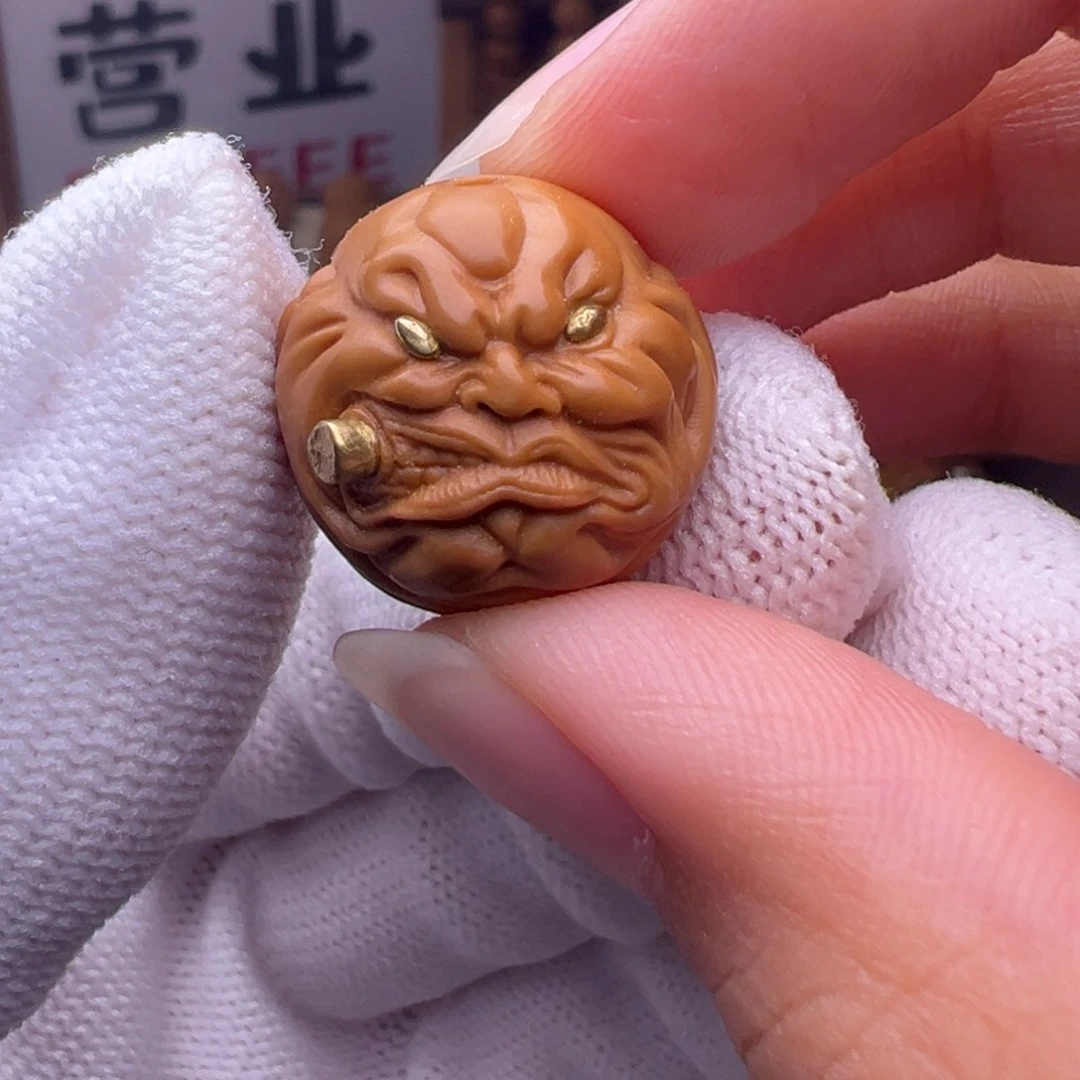 猴头核桃把件镶嵌款烟鬼18左右尺寸全品有正常封口线