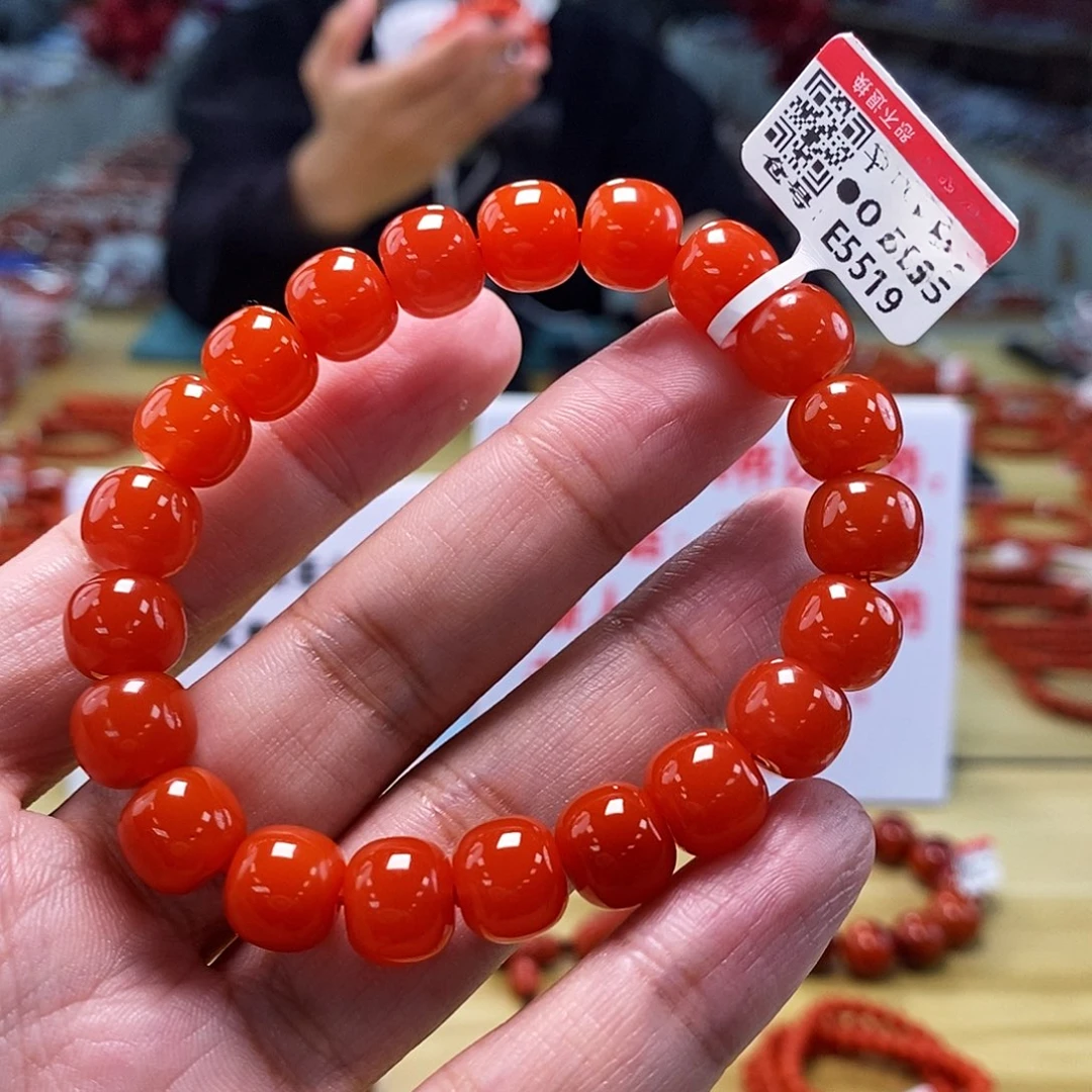 【小刘南红】保山南红滴水洞（云端）老型手串   9mm     多样性发一