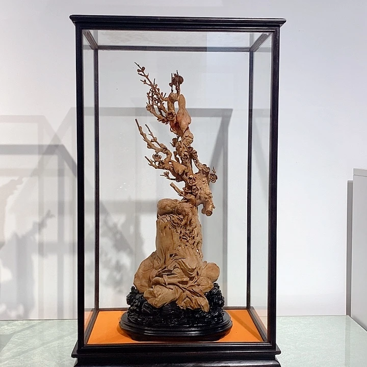 檀香木无事牌喜上眉梢工艺品摆件