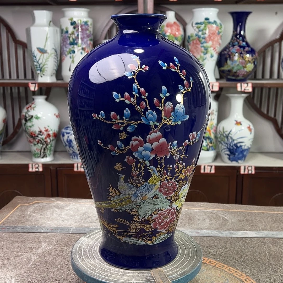 陶摆件景德镇陶瓷梅景泰蓝