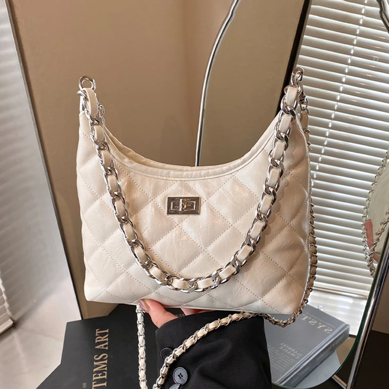 菱格链条包包女款2025新款潮流行时尚高级感单肩腋下包通勤斜挎包